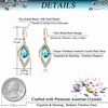 image:imageAustrian Crystal Teardrop Hollow Leaf Drop Dangle Earrings for Women 14K Rose Gold Plated Hypoallergenic JewelryBermuda Blue