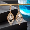 image:imageAustrian Crystal Teardrop Hollow Leaf Drop Dangle Earrings for Women 14K Rose Gold Plated Hypoallergenic JewelryClear White