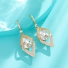 image:imageAustrian Crystal Teardrop Hollow Leaf Drop Dangle Earrings for Women 14K Rose Gold Plated Hypoallergenic JewelryClear White