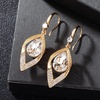 image:imageAustrian Crystal Teardrop Hollow Leaf Drop Dangle Earrings for Women 14K Rose Gold Plated Hypoallergenic JewelryClear White