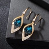 image:imageAustrian Crystal Teardrop Hollow Leaf Drop Dangle Earrings for Women 14K Rose Gold Plated Hypoallergenic JewelryDark Blue