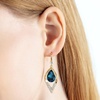 image:imageAustrian Crystal Teardrop Hollow Leaf Drop Dangle Earrings for Women 14K Rose Gold Plated Hypoallergenic JewelryDark Blue