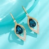 image:imageAustrian Crystal Teardrop Hollow Leaf Drop Dangle Earrings for Women 14K Rose Gold Plated Hypoallergenic JewelryDark Blue