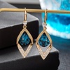 image:imageAustrian Crystal Teardrop Hollow Leaf Drop Dangle Earrings for Women 14K Rose Gold Plated Hypoallergenic JewelryDark Blue