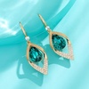 image:imageAustrian Crystal Teardrop Hollow Leaf Drop Dangle Earrings for Women 14K Rose Gold Plated Hypoallergenic JewelryEmerald