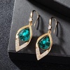 image:imageAustrian Crystal Teardrop Hollow Leaf Drop Dangle Earrings for Women 14K Rose Gold Plated Hypoallergenic JewelryEmerald