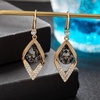 image:imageAustrian Crystal Teardrop Hollow Leaf Drop Dangle Earrings for Women 14K Rose Gold Plated Hypoallergenic JewelryGreyBlack