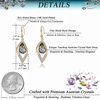 image:imageAustrian Crystal Teardrop Hollow Leaf Drop Dangle Earrings for Women 14K Rose Gold Plated Hypoallergenic JewelryGreyBlack