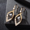 image:imageAustrian Crystal Teardrop Hollow Leaf Drop Dangle Earrings for Women 14K Rose Gold Plated Hypoallergenic JewelryGreyBlack