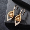 image:imageAustrian Crystal Teardrop Hollow Leaf Drop Dangle Earrings for Women 14K Rose Gold Plated Hypoallergenic JewelryLight Topaz