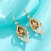 image:imageAustrian Crystal Teardrop Hollow Leaf Drop Dangle Earrings for Women 14K Rose Gold Plated Hypoallergenic JewelryLight Topaz