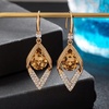 image:imageAustrian Crystal Teardrop Hollow Leaf Drop Dangle Earrings for Women 14K Rose Gold Plated Hypoallergenic JewelryLight Topaz