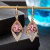 image:imageAustrian Crystal Teardrop Hollow Leaf Drop Dangle Earrings for Women 14K Rose Gold Plated Hypoallergenic JewelryPink