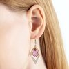 image:imageAustrian Crystal Teardrop Hollow Leaf Drop Dangle Earrings for Women 14K Rose Gold Plated Hypoallergenic JewelryPink