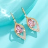 image:imageAustrian Crystal Teardrop Hollow Leaf Drop Dangle Earrings for Women 14K Rose Gold Plated Hypoallergenic JewelryPink