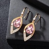 image:imageAustrian Crystal Teardrop Hollow Leaf Drop Dangle Earrings for Women 14K Rose Gold Plated Hypoallergenic JewelryPink