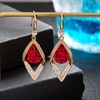 image:imageAustrian Crystal Teardrop Hollow Leaf Drop Dangle Earrings for Women 14K Rose Gold Plated Hypoallergenic JewelryRed