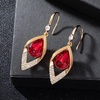 image:imageAustrian Crystal Teardrop Hollow Leaf Drop Dangle Earrings for Women 14K Rose Gold Plated Hypoallergenic JewelryRed