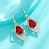 image:imageAustrian Crystal Teardrop Hollow Leaf Drop Dangle Earrings for Women 14K Rose Gold Plated Hypoallergenic JewelryRed