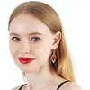 image:imageAustrian Crystal Teardrop Hollow Leaf Drop Dangle Earrings for Women 14K Rose Gold Plated Hypoallergenic JewelryRed