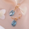 image:imageAustrian Crystal Teardrop Leverback Dangle Earrings for Women Fashion 14K Gold Plated Hypoallergenic JewelryAquamarine