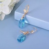 image:imageAustrian Crystal Teardrop Leverback Dangle Earrings for Women Fashion 14K Gold Plated Hypoallergenic JewelryAquamarine