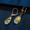 image:imageAustrian Crystal Teardrop Leverback Dangle Earrings for Women Fashion 14K Gold Plated Hypoallergenic JewelryAurora Borealis