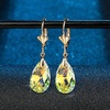 image:imageAustrian Crystal Teardrop Leverback Dangle Earrings for Women Fashion 14K Gold Plated Hypoallergenic JewelryAurora Borealis