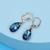 image:imageAustrian Crystal Teardrop Leverback Dangle Earrings for Women Fashion 14K Gold Plated Hypoallergenic JewelryBermuda Blue