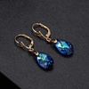 image:imageAustrian Crystal Teardrop Leverback Dangle Earrings for Women Fashion 14K Gold Plated Hypoallergenic JewelryBermuda Blue