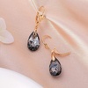 image:imageAustrian Crystal Teardrop Leverback Dangle Earrings for Women Fashion 14K Gold Plated Hypoallergenic JewelryBlack