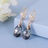image:imageAustrian Crystal Teardrop Leverback Dangle Earrings for Women Fashion 14K Gold Plated Hypoallergenic JewelryBlack