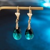 image:imageAustrian Crystal Teardrop Leverback Dangle Earrings for Women Fashion 14K Gold Plated Hypoallergenic JewelryEmerald