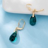 image:imageAustrian Crystal Teardrop Leverback Dangle Earrings for Women Fashion 14K Gold Plated Hypoallergenic JewelryEmerald