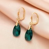 image:imageAustrian Crystal Teardrop Leverback Dangle Earrings for Women Fashion 14K Gold Plated Hypoallergenic JewelryEmerald