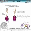 image:imageAustrian Crystal Teardrop Leverback Dangle Earrings for Women Fashion 14K Gold Plated Hypoallergenic JewelryFuchsia