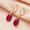 image:imageAustrian Crystal Teardrop Leverback Dangle Earrings for Women Fashion 14K Gold Plated Hypoallergenic JewelryFuchsia