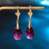 image:imageAustrian Crystal Teardrop Leverback Dangle Earrings for Women Fashion 14K Gold Plated Hypoallergenic JewelryFuchsia