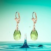 image:imageAustrian Crystal Teardrop Leverback Dangle Earrings for Women Fashion 14K Gold Plated Hypoallergenic JewelryGreen