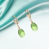 image:imageAustrian Crystal Teardrop Leverback Dangle Earrings for Women Fashion 14K Gold Plated Hypoallergenic JewelryGreen