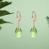 image:imageAustrian Crystal Teardrop Leverback Dangle Earrings for Women Fashion 14K Gold Plated Hypoallergenic JewelryGreen