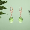 image:imageAustrian Crystal Teardrop Leverback Dangle Earrings for Women Fashion 14K Gold Plated Hypoallergenic JewelryGreen