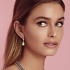image:imageAustrian Crystal Teardrop Leverback Dangle Earrings for Women Fashion 14K Gold Plated Hypoallergenic JewelryGreen