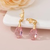image:imageAustrian Crystal Teardrop Leverback Dangle Earrings for Women Fashion 14K Gold Plated Hypoallergenic JewelryPink