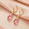 image:imageAustrian Crystal Teardrop Leverback Dangle Earrings for Women Fashion 14K Gold Plated Hypoallergenic JewelryPink