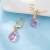 image:imageAustrian Crystal Teardrop Leverback Dangle Earrings for Women Fashion 14K Gold Plated Hypoallergenic JewelryPink