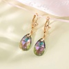 image:imageAustrian Crystal Teardrop Leverback Dangle Earrings for Women Fashion 14K Gold Plated Hypoallergenic JewelryRainbow