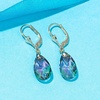 image:imageAustrian Crystal Teardrop Leverback Dangle Earrings for Women Fashion 14K Gold Plated Hypoallergenic JewelryRainbow