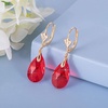 image:imageAustrian Crystal Teardrop Leverback Dangle Earrings for Women Fashion 14K Gold Plated Hypoallergenic JewelryRed