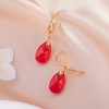 image:imageAustrian Crystal Teardrop Leverback Dangle Earrings for Women Fashion 14K Gold Plated Hypoallergenic JewelryRed